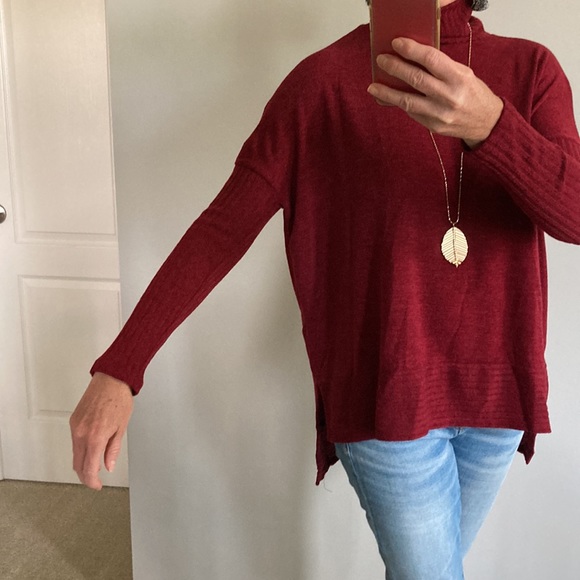 Burgundy Color Long Sleeve Turtleneck Sweater - Picture 7 of 9